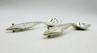 Emilia Castillo Emilia Castillo for Los Castillo Taxco Silver Plate Fish Salad Serving Set