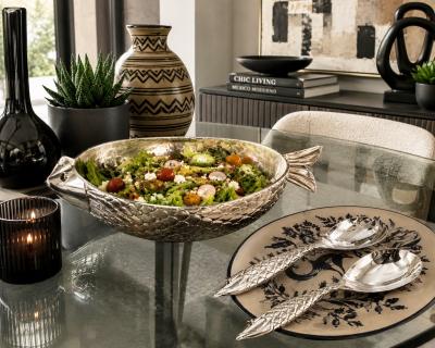Emilia Castillo Emilia Castillo for Los Castillo Taxco Silver Plate Fish Salad Serving Set