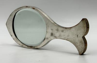 Emilia Castillo Emilia Mimi Castillo Taxco Malachite Silver Plate Fish Hand Mirror 1970s