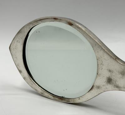 Emilia Castillo Emilia Mimi Castillo Taxco Malachite Silver Plate Fish Hand Mirror 1970s