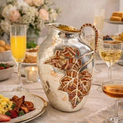 Emilia Castillo Large Emilia Castillo Water Pitcher With Natural Jasper Stone Inlay Signed