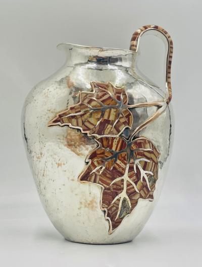 Emilia Castillo Large Emilia Castillo Water Pitcher With Natural Jasper Stone Inlay Signed