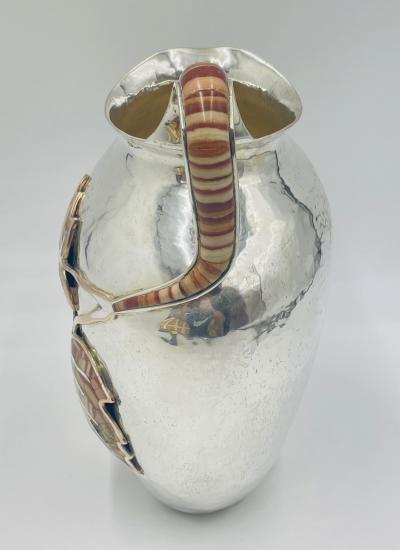 Emilia Castillo Large Emilia Castillo Water Pitcher With Natural Jasper Stone Inlay Signed