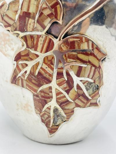 Emilia Castillo Large Emilia Castillo Water Pitcher With Natural Jasper Stone Inlay Signed