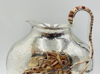Emilia Castillo Large Emilia Castillo Water Pitcher With Natural Jasper Stone Inlay Signed