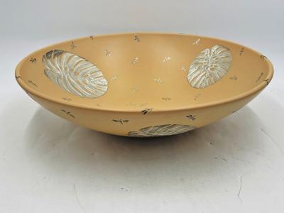 Emilia Castillo Large Porcelain Pure Silver Monstera Leaf Bowl Taxco Mexico