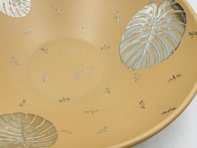 Emilia Castillo Large Porcelain Pure Silver Monstera Leaf Bowl Taxco Mexico