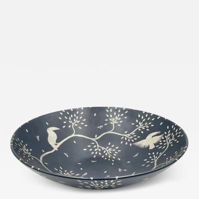 Emilia Castillo Large Serving Decorative Bowl in Pure Silver Porcelain by Emilia Castillo