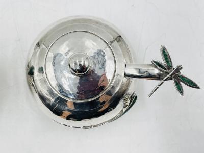 Emilia Castillo Malachite Lizard Creamer Sugar Set by Emilia Castillo for Los Castillo Mexico