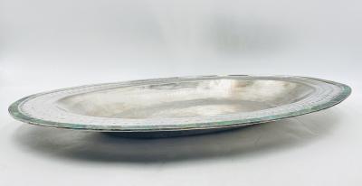 Emilia Castillo Massive Emilia Castillo Silver Plate Malachite Taxco Serving Bowl Hand Signed