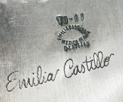 Emilia Castillo Massive Emilia Castillo Silver Plate Malachite Taxco Serving Bowl Hand Signed
