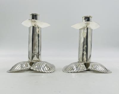 Emilia Castillo Pair of Silver Plated Candle Holders by Emilia Castillo Mexican Modernism