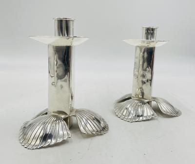 Emilia Castillo Pair of Silver Plated Candle Holders by Emilia Castillo Mexican Modernism