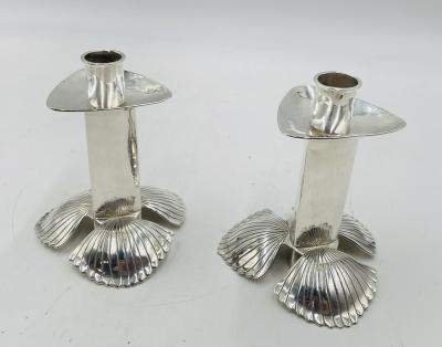 Emilia Castillo Pair of Silver Plated Candle Holders by Emilia Castillo Mexican Modernism