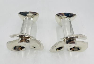 Emilia Castillo Pair of Silver Plated Candle Holders by Emilia Castillo Mexican Modernism