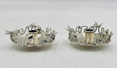 Emilia Castillo Pair of Silver Plated Candle Holders by Emilia Castillo Mexican Modernism