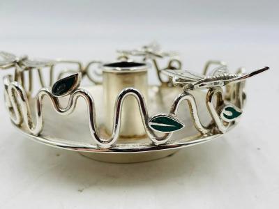 Emilia Castillo Pair of Silver Plated Candle Holders by Emilia Castillo Mexican Modernism
