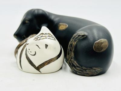 Emilia Castillo Porcelain Pure Silver Salt Pepper Shakers Cat Dog By Emilia Castillo