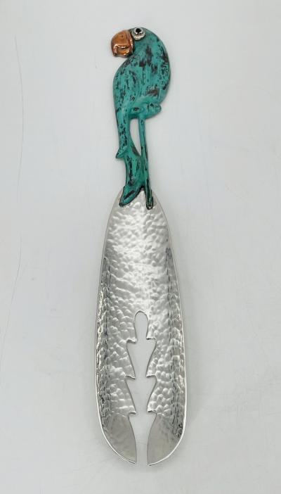 Emilia Castillo Rare Emilia Castillo Taxco Parrot Silverplate Verdigris Serving Utensils