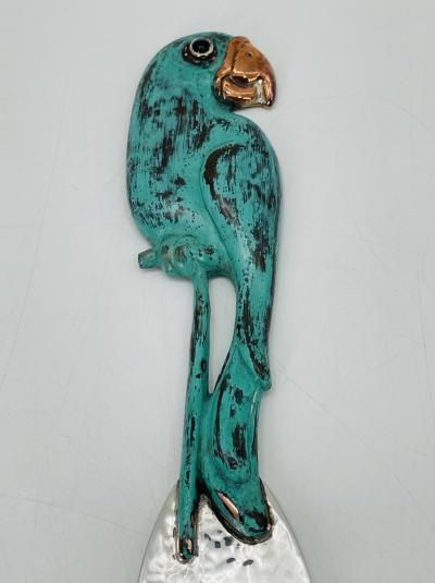 Emilia Castillo Rare Emilia Castillo Taxco Parrot Silverplate Verdigris Serving Utensils