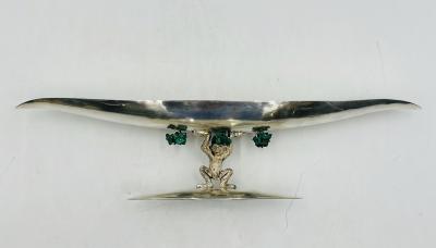 Emilia Castillo Sculptural Silver Turquoise Bowl by Emilia Castillo Mexico 1980s