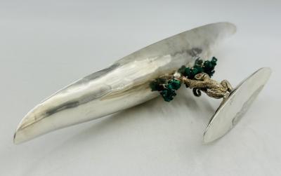 Emilia Castillo Sculptural Silver Turquoise Bowl by Emilia Castillo Mexico 1980s