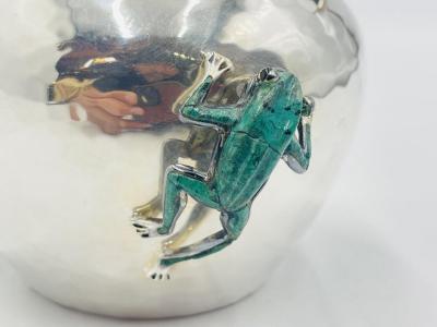 Emilia Castillo Silver Malachite Creamer Spoon Covered Sugar Pot Set by Emilia Castillo