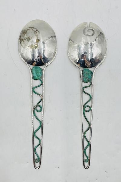 Emilia Castillo Silver Plated Serving Utensils by Emilia Castillo Mexico 1980s