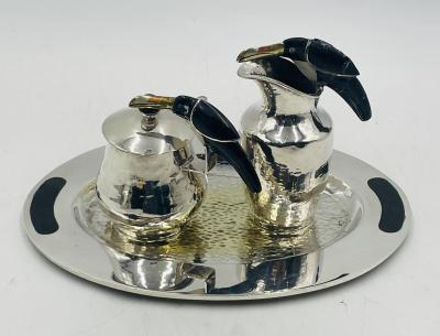 Emilia Castillo Silver Plated Toucan Tea Service by Emilia Castillo for Los Castillo Mexican