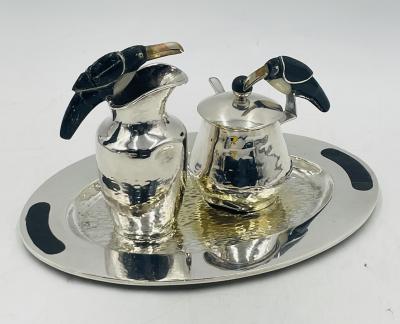 Emilia Castillo Silver Plated Toucan Tea Service by Emilia Castillo for Los Castillo Mexican