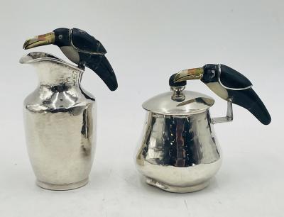 Emilia Castillo Silver Plated Toucan Tea Service by Emilia Castillo for Los Castillo Mexican