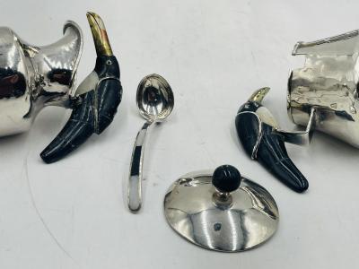 Emilia Castillo Silver Plated Toucan Tea Service by Emilia Castillo for Los Castillo Mexican