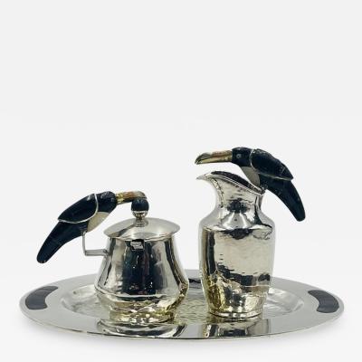 Emilia Castillo Silver Plated Toucan Tea Service by Emilia Castillo for Los Castillo Mexican