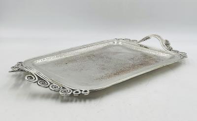 Emilia Castillo Stunning Silver Plated Serving Tray by Emilia Castillo Mexico 1980s