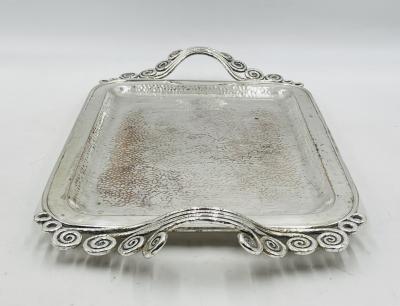 Emilia Castillo Stunning Silver Plated Serving Tray by Emilia Castillo Mexico 1980s