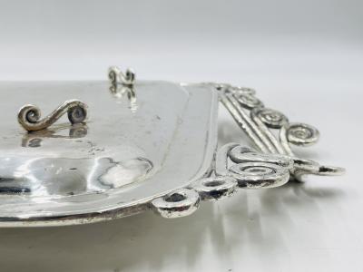 Emilia Castillo Stunning Silver Plated Serving Tray by Emilia Castillo Mexico 1980s