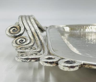 Emilia Castillo Stunning Silver Plated Serving Tray by Emilia Castillo Mexico 1980s