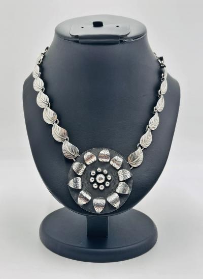 Emilia Castillo Vintage Taxco Sterling Silver Leaf Necklace Mexican Sterling Silversmiths