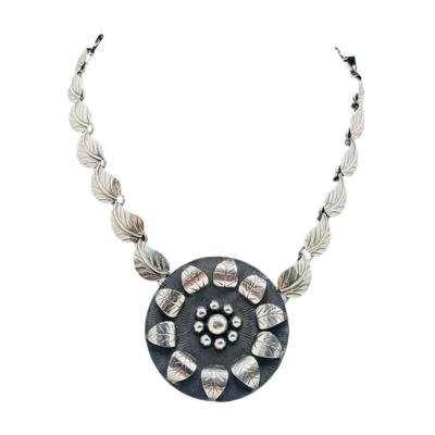 Emilia Castillo Vintage Taxco Sterling Silver Leaf Necklace Mexican Sterling Silversmiths