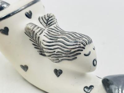 Emilia Castillo Whimsical Emilia Castillo Silver Porcelain Salt Pepper Shakers 1980s