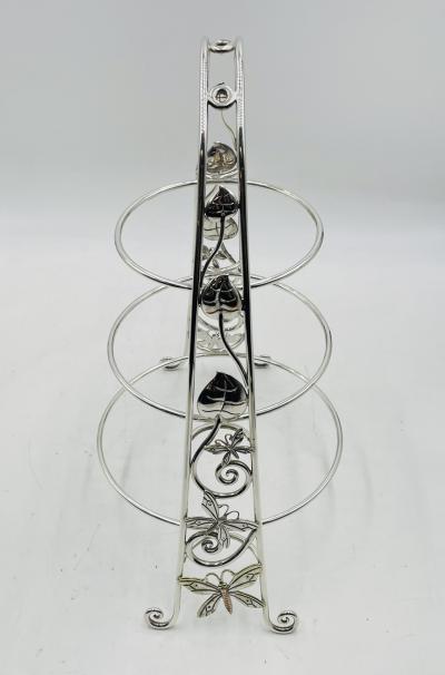 Emilia Castillo Whimsical Plate Holder Stand With Butterflies and Vines by Emilia Castillo