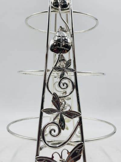 Emilia Castillo Whimsical Plate Holder Stand With Butterflies and Vines by Emilia Castillo