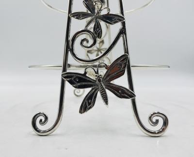 Emilia Castillo Whimsical Plate Holder Stand With Butterflies and Vines by Emilia Castillo