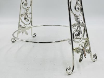 Emilia Castillo Whimsical Plate Holder Stand With Butterflies and Vines by Emilia Castillo