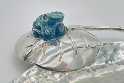 Emilia Castillo Whimsical Silver Plate Malachite Serving Tray by Emilia Castillo Mexican Art