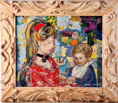 Emilio Grau Sala Interior con madre e hijo