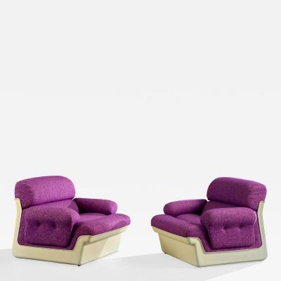 Emilio Guarnacci Attribution Lounge Chairs with Fabric and Plastic Italy 1970s
