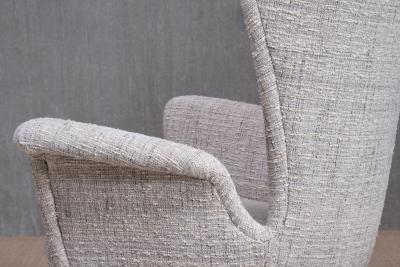 Emilio Sala e Giorgio Madini Sala Madini Emilio Sala Giorgio Madini Wing Chair in Nobilis Tweed Walnut Italy 1950s