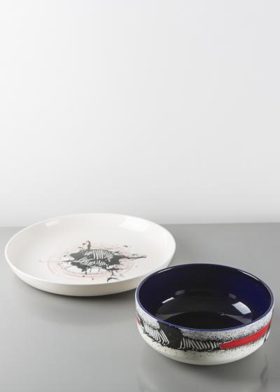 Emilio Scanavino Pair of Ceramic Centerpieces by Emilio Scanavino for Cedit
