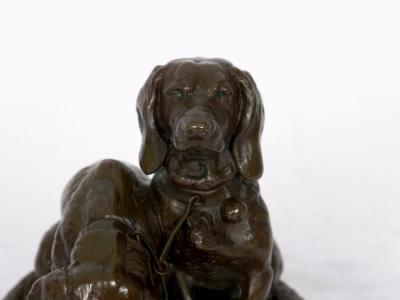 Emmanuel Fremiet French Antique Bronze Sculpture of Basset Hounds by E Fremiet Barbedienne